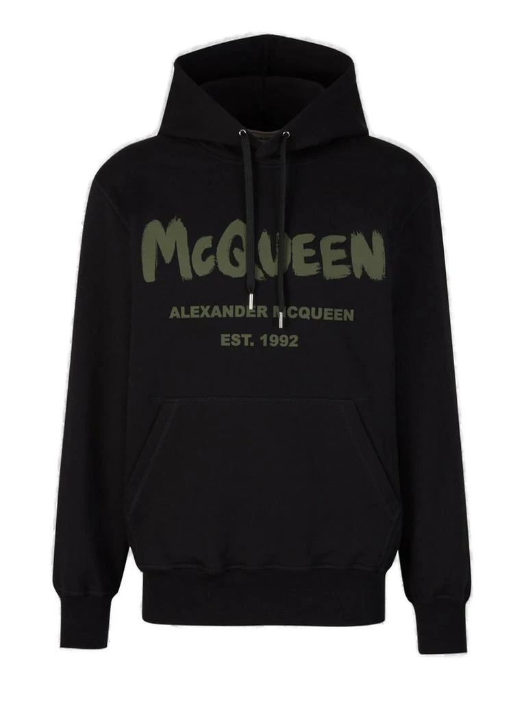 商品Alexander McQueen|Alexander McQueen Logo Printed Drawstring Hoodie,价格¥2994,第1张图片