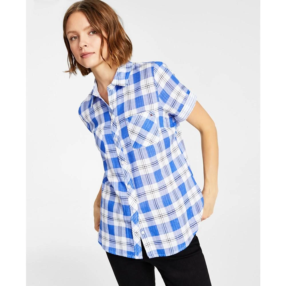 商品Tommy Hilfiger|Women's Cotton Plaid Pocket Camp Shirt,价格¥150,第1张图片