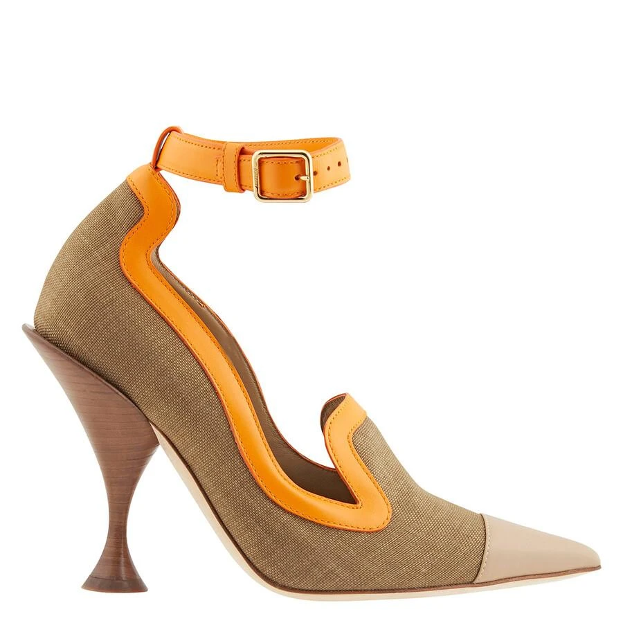 商品Burberry|Brecon Canvas And Leather Point-toe Court Pumps,价格¥917,第1张图片