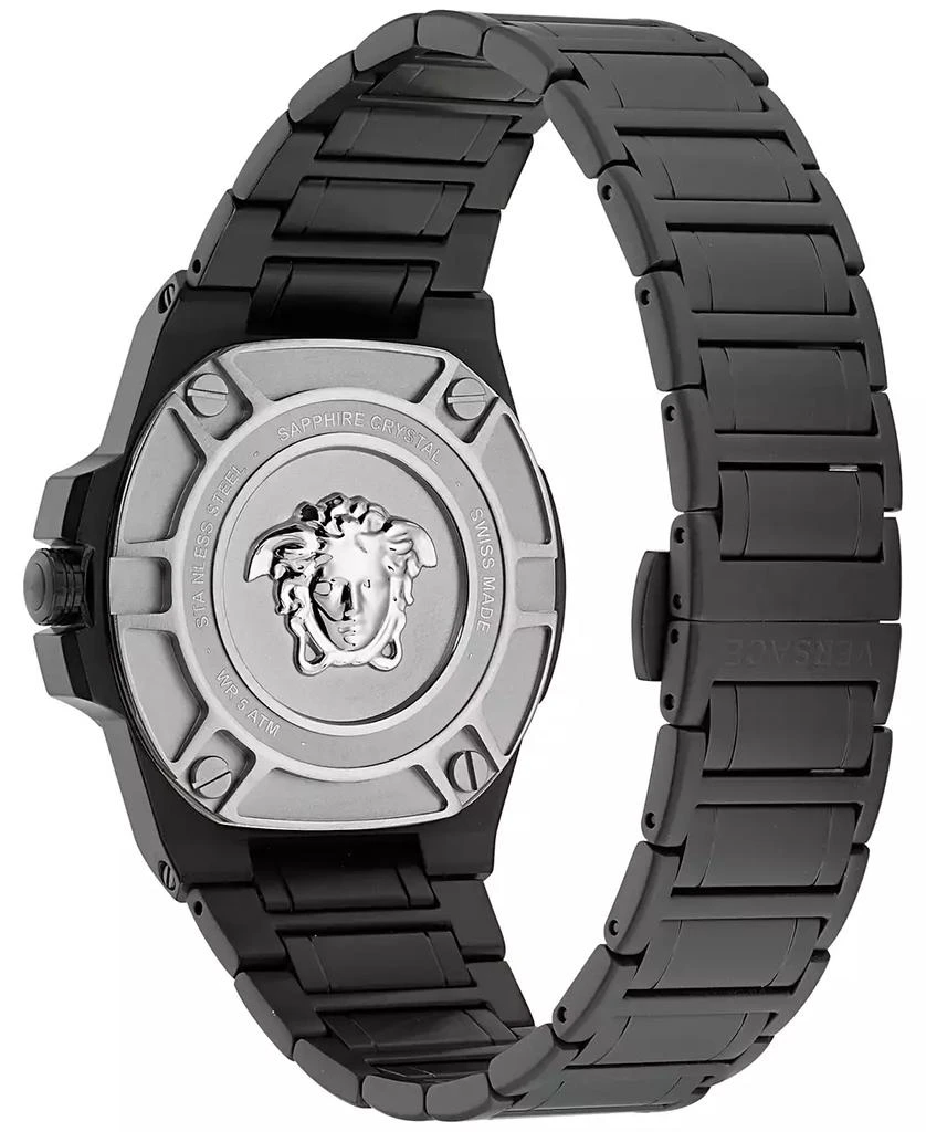 商品Versace|Men's Swiss Greca Reaction Black-Tone Stainless Steel Bracelet Watch 44mm,价格¥8668,第3张图片详细描述