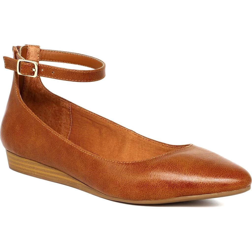 商品American Rag|American Rag Womens Jolie Faux Leather Ankle Strap Flats,价格¥54,第1张图片