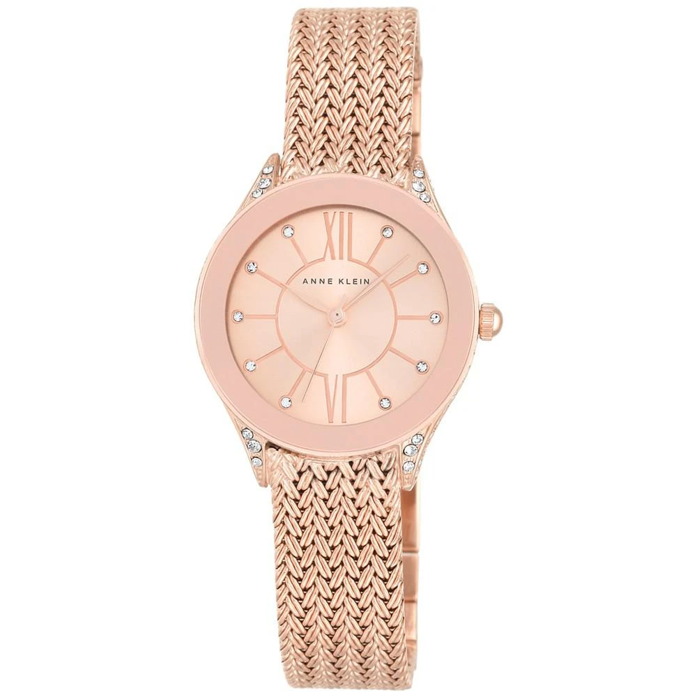 商品Anne Klein|Women's Rose Gold-Tone Stainless Steel Mesh Bracelet Watch 30mm AK-2208RGRG,价格¥534,第1张图片