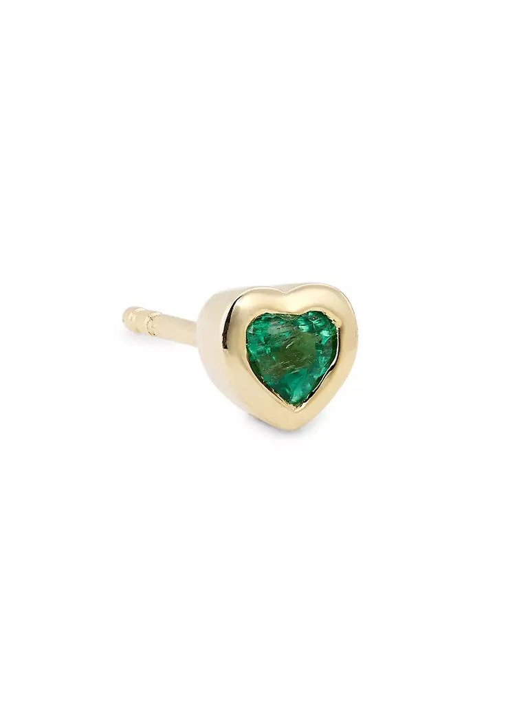 商品Effy|14K Yellow Gold & Emerald Heart Stud Earring,价格¥2340,第1张图片