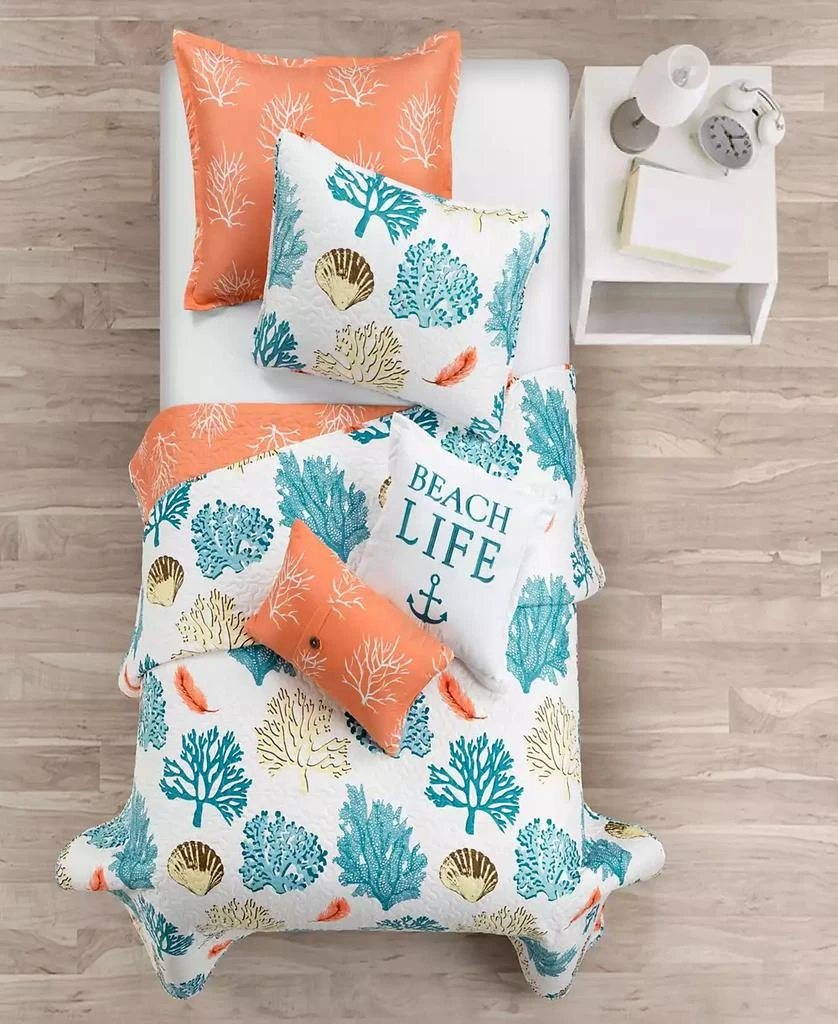 商品Lush Décor|Coastal Reef Feather Reversible Oversized 5-Piece Quilt,价格¥2702,第5张图片详细描述