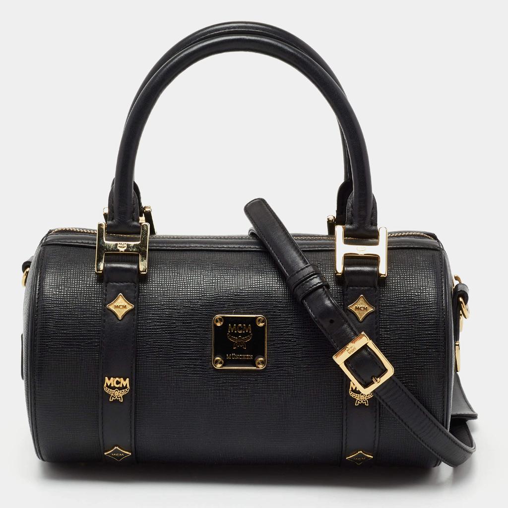 MCM Black Leather Studded Boston Bag商品第1张图片规格展示