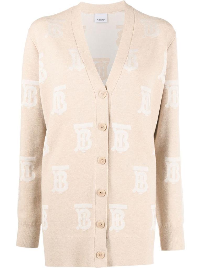 商品Burberry|BURBERRY monogram V-neck cardigan,价格¥4942,第1张图片