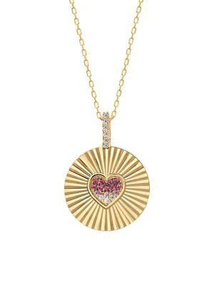 商品Gabi Rielle|Love In Bloom 14K Gold Vermeil Sterling Silver & Crystal Heart Pendant Necklace,价格¥576,第1张图片
