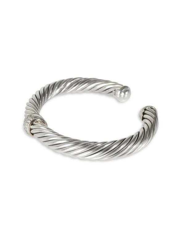 商品[二手商品] David Yurman|David Yurman Cable Classic Bracelet In 18K White Gold/Sterling Silver 0.22 Ctw,价格¥8396,第2张图片详细描述