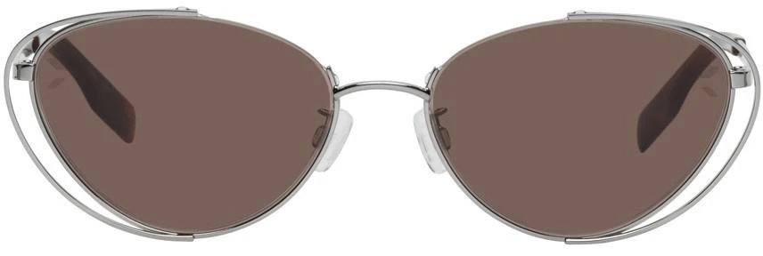 商品Alexander McQueen|Silver Metal Cat-Eye Sunglasses,价格¥1320,第1张图片
