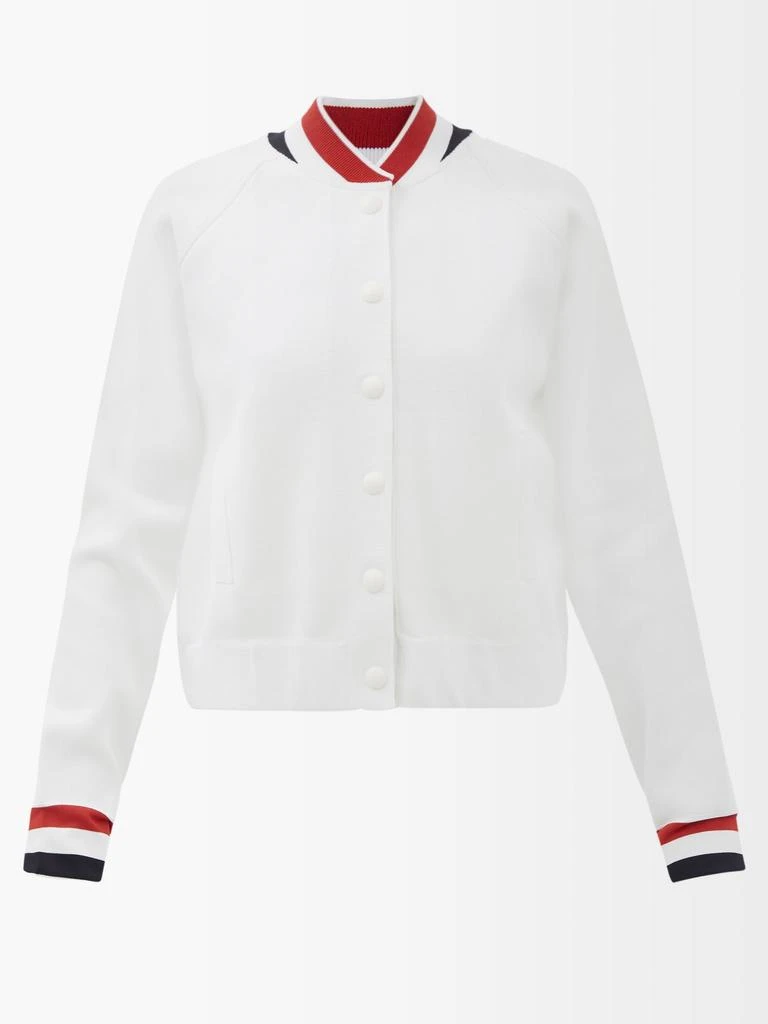 商品Thom Browne|Tricolour-stripe knit baseball jacket,价格¥6642,第1张图片