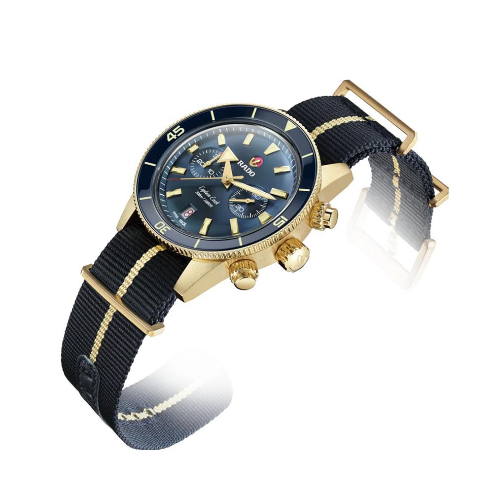Men's Swiss Automatic Chronograph Captain Cook Blue NATO Strap Watch 43mm商品第5张图片规格展示