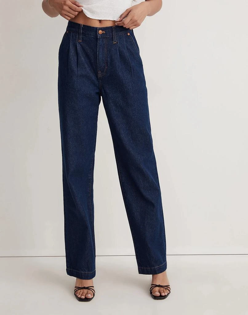 商品Madewell|Baggy Straight Jeans in Woodham Wash: Pleated Edition,价格¥375,第4张图片详细描述