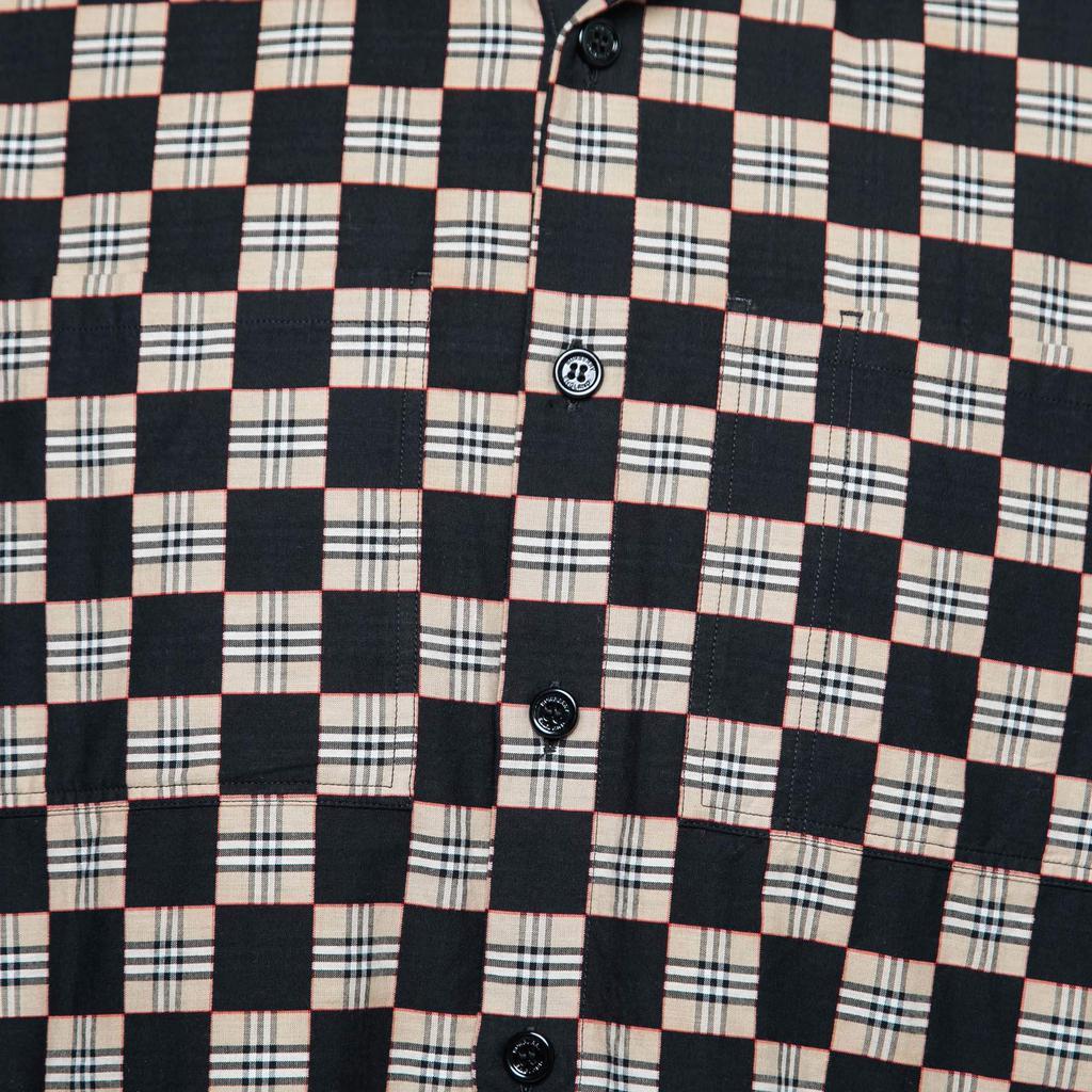 商品[二手商品] Burberry|Burberry Black & Beige Checkerboard Printed Cotton Short Sleeve Shirt M,价格¥1346,第5张图片详细描述