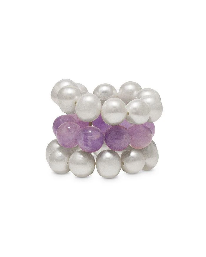 商品Completedworks|Cultured Freshwater Pearl & Jade Bead Triple Row Ring in Sterling Silver,价格¥1806,第1张图片