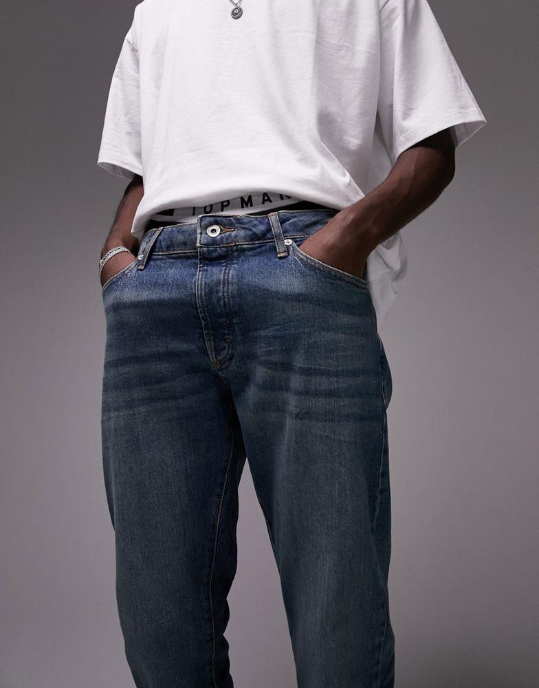 Topman stretch slim jeans in mid wash商品第4张图片规格展示
