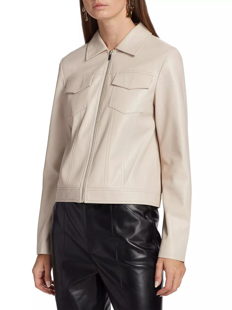 商品Tahari|Zinc Vegan Leather Zip Up Jacket,价格¥2072,第4张图片详细描述