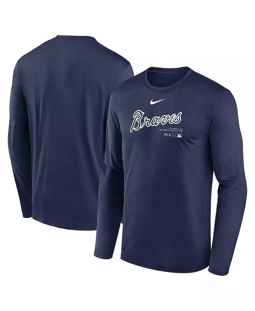 商品NIKE|Men's Navy Atlanta Braves Authentic Collection Practice Performance Long Sleeve T-Shirt,价格¥342,第1张图片