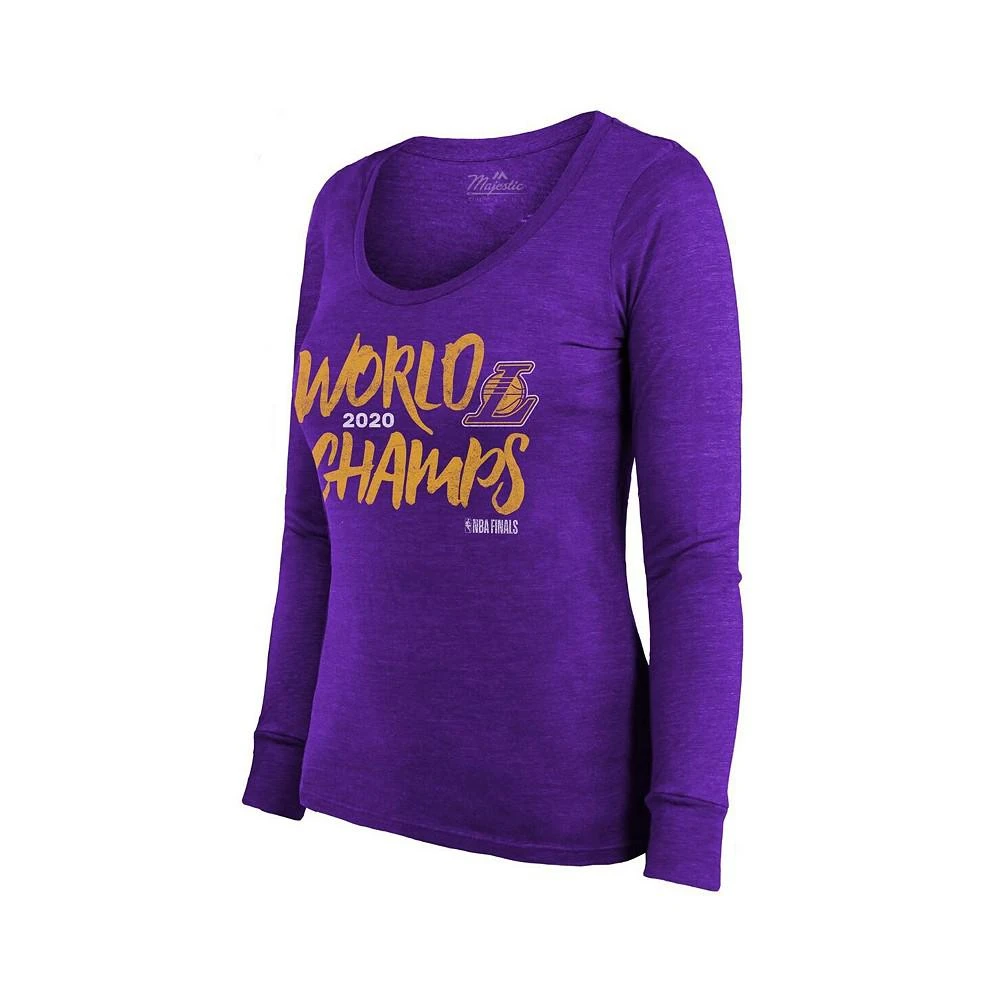 商品Majestic|Women's Threads Purple Los Angeles Lakers 2020 NBA Finals Champions Scoop Neck Long Sleeve T-shirt,价格¥224,第2张图片详细描述