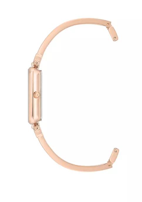 Rose Gold Metal White Enamel Diamond Bracelet Watch商品第3张图片规格展示