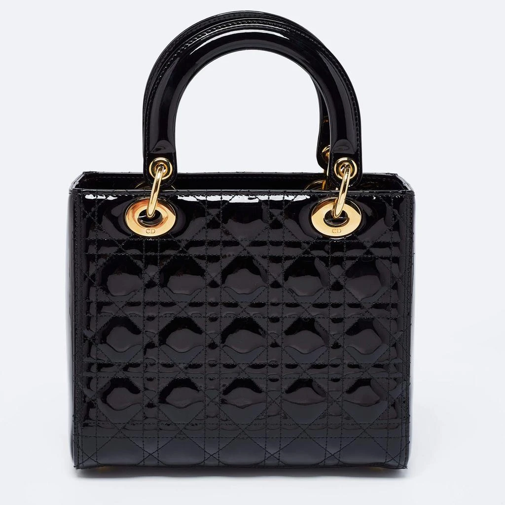 商品[二手商品] Dior|Dior Black Cannage Patent Leather Medium Lady Dior Tote,价格¥18853,第4张图片详细描述