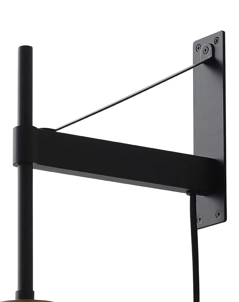 商品Nova of California|Nova of California Brace 20" Plug-in Contemporary  Sconce in Matte Black With Brass Shade and Dimmer Switch for Bedroom Livingroom  Hallway Brass,价格¥1186,第4张图片详细描述