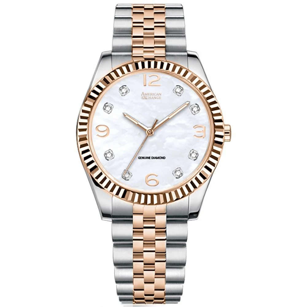 商品American Exchange|Men's Diamond-Accent Two-Tone Bracelet Watch 40mm,价格¥421,第1张图片