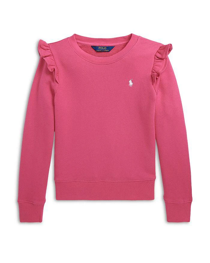 商品Ralph Lauren|Girls' Ruffled Terry Sweatshirt - Little Kid, Big Kid,价格¥252,第1张图片