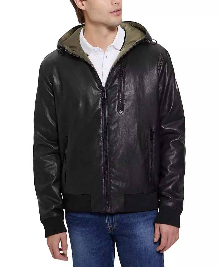 商品GUESS|Men's Gary Faux Leather Hooded Jacket,价格¥513,第5张图片详细描述