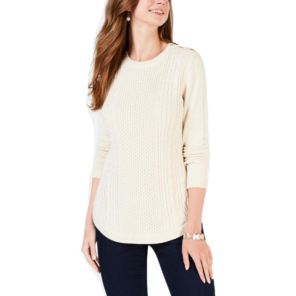 Charter Club Womens Metallic Cable Knit Pullover Sweater商品第1张图片规格展示