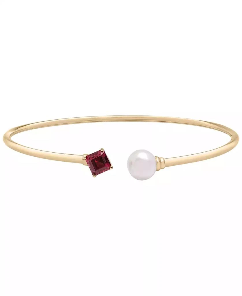 商品Audrey by Aurate|Cultured Freshwater Pearl (7mm) & Rhodolite (5/8 ct. t.w.) Wire Cuff Bangle Bracelet in Gold Vermeil, Exclusively at Macy's,价格¥3056,第3张图片详细描述