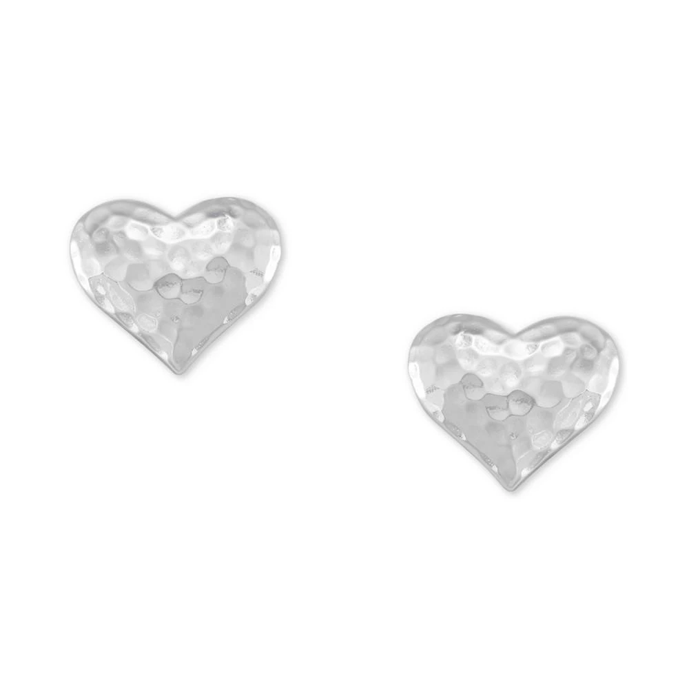 商品Macy's|2-Pc. Set Cultured Freshwater Pearl (4mm) & Hammered Heart Stud Earrings in Sterling Silver,价格¥113,第2张图片详细描述