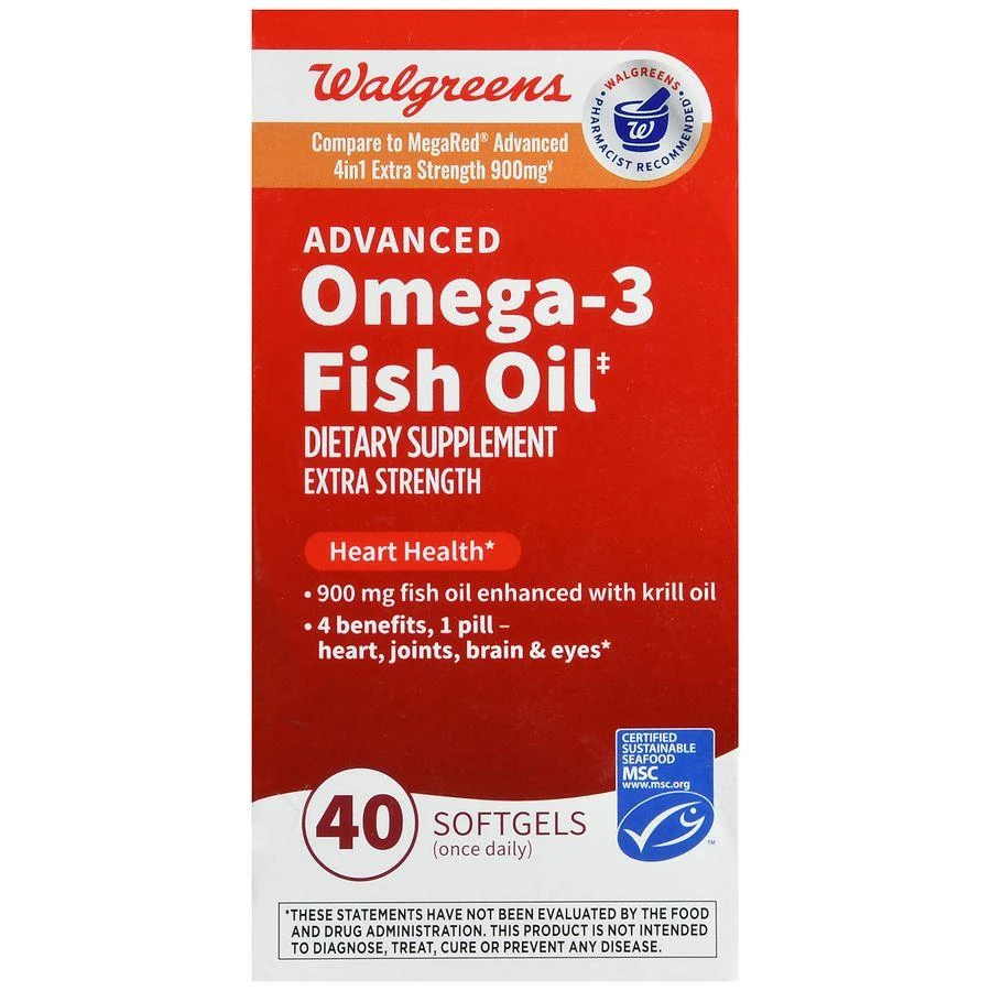 商品Walgreens|高级 Omega-3 鱼油超强 900 毫克 ,价格¥215,第2张图片详细描述