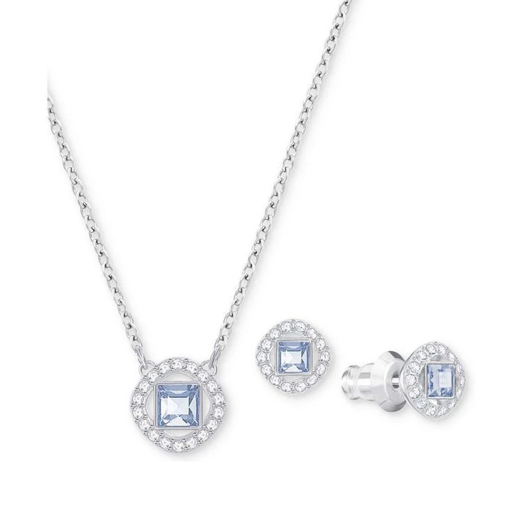 商品Swarovski|Silver-Tone Square Crystal Pendant Necklace & Stud Earrings Set,价格¥1115,第4张图片详细描述