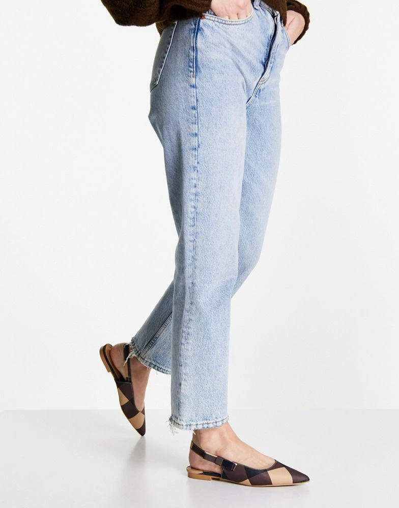 商品ASOS|ASOS DESIGN Leela bow point slingback ballet flats in check,价格¥84,第4张图片详细描述