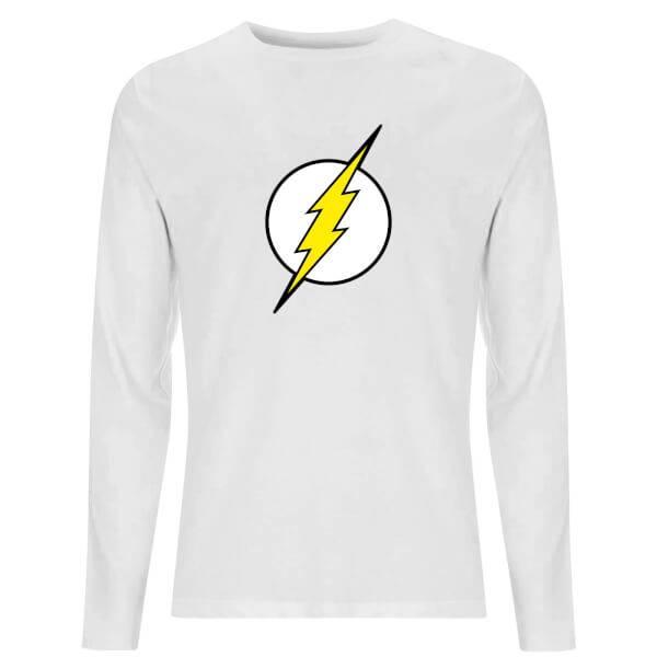 DC Justice League Core Flash Logo Unisex Long Sleeve T-Shirt - White商品第1张图片规格展示