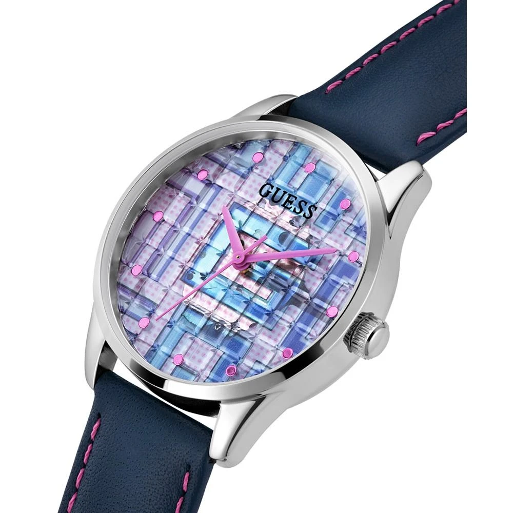 商品GUESS|Women's Quartz Navy Leather Logo Strap Watch 36mm,价格¥564,第4张图片详细描述