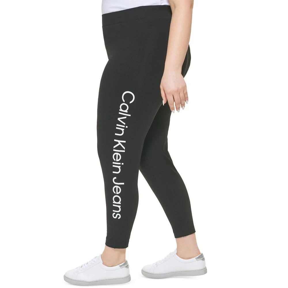 商品Calvin Klein|Trendy Plus Size High-Waist Logo Leggings,价格¥156,第3张图片详细描述