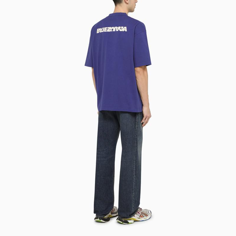 Balenciaga Indigo t-shirt with contrasting logo商品第2张图片规格展示