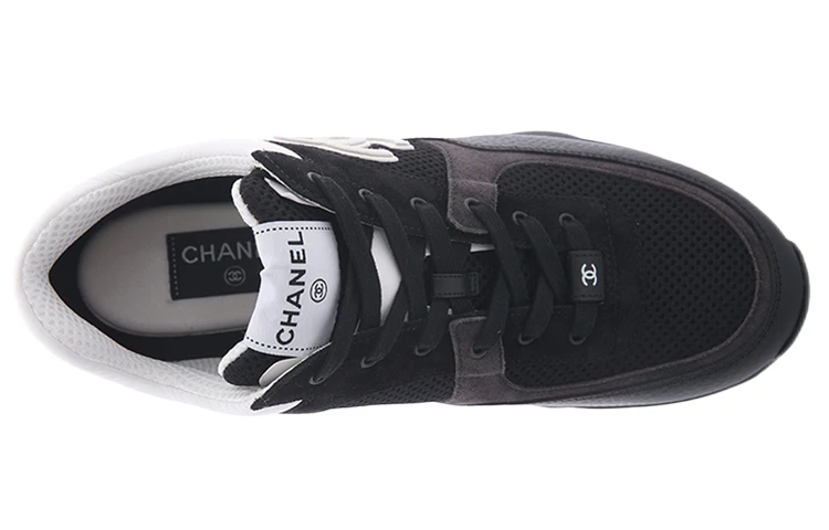 商品[国内直发] Chanel|香奈儿 网布皮革 圆头系带 透气 低帮 生活休闲鞋运动鞋 男款 黑色,价格¥18446,第5张图片详细描述