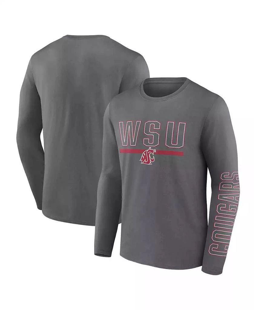 商品Fanatics|Men's Heather Charcoal Washington State Cougars Modern Two-Hit Long Sleeve T-shirt,价格¥265,第1张图片