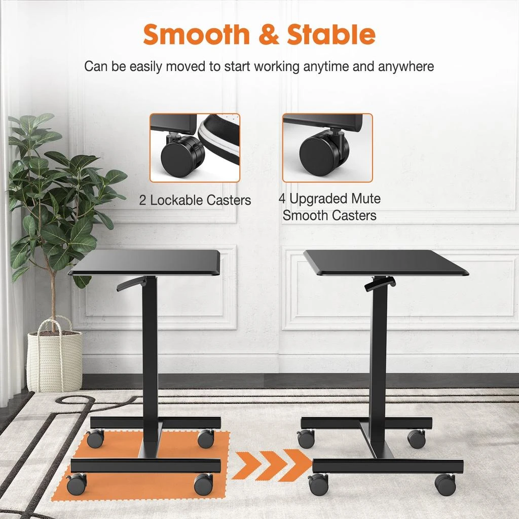 商品Streamdale Furniture|Streamdale Small Mobile Rolling Standing Desk Rolling Desk Laptop Computer,价格¥794,第4张图片详细描述