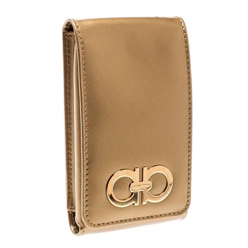 商品[二手商品] Salvatore Ferragamo|Salvatore Ferragamo Gold Leather iPhone 4 Case,价格¥754,第3张图片详细描述