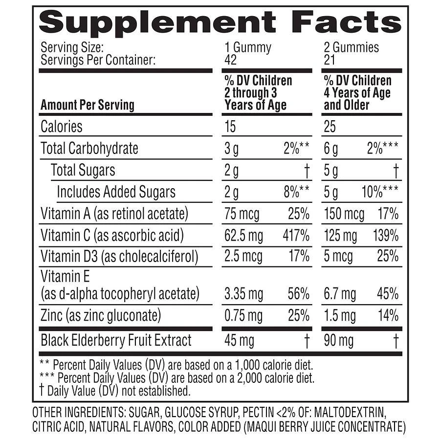 商品ZarBee's Naturals|Kids Daily Immune Support Gummies with Elderberry Natural Berry,价格¥93,第4张图片详细描述