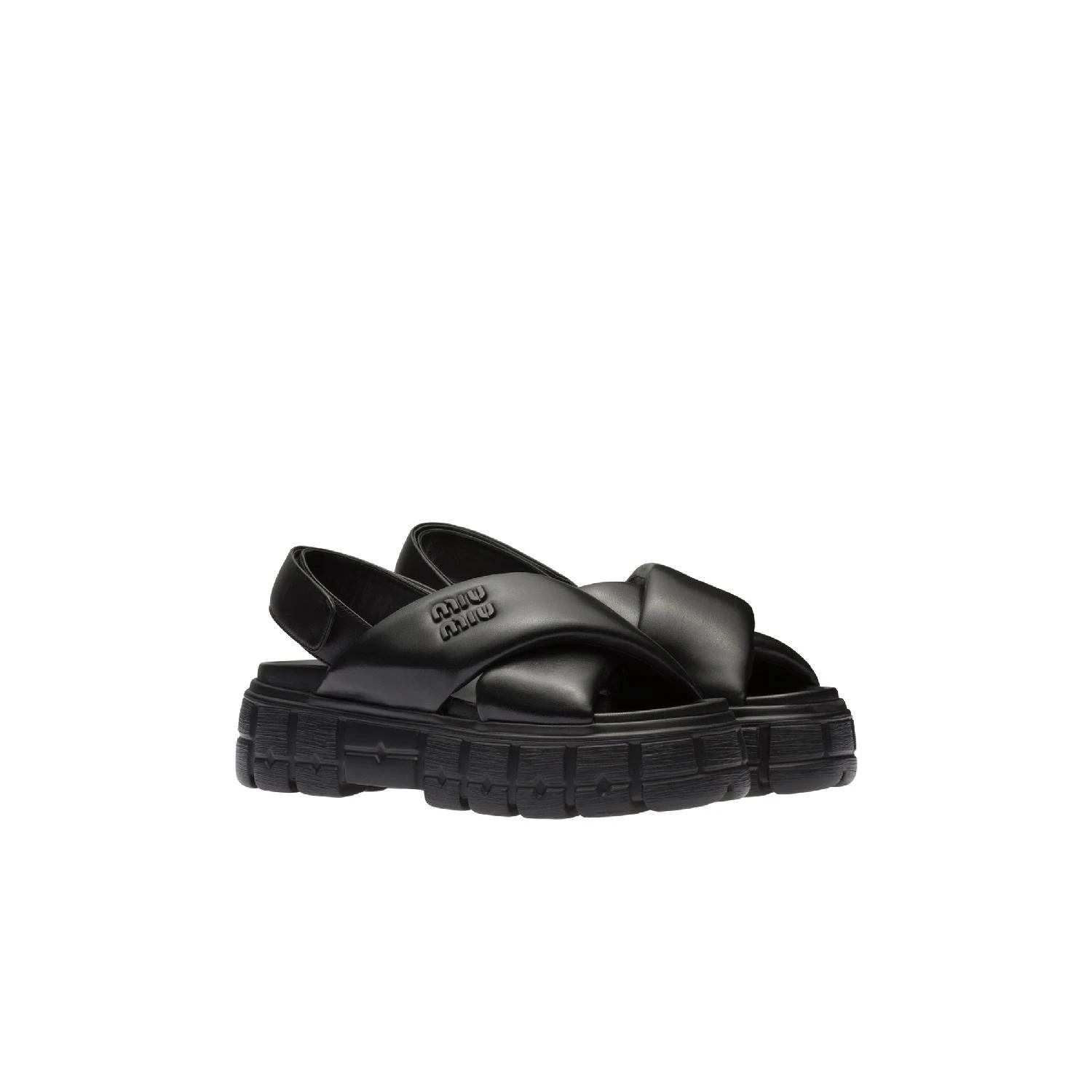 商品Miu Miu|包邮包税【预售7天发货】 MIUMIU缪缪 23秋冬 女士 厚底鞋 Sandales sportives en cuir nappa 5X879D_77F_F0002_F_050,价格¥6729,第1张图片