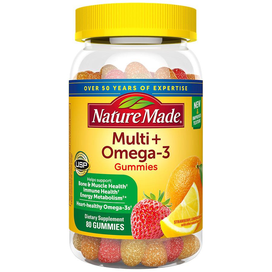 多种维生素 + Omega-3 软糖草莓、柠檬和橙子 口味商品第1张图片规格展示