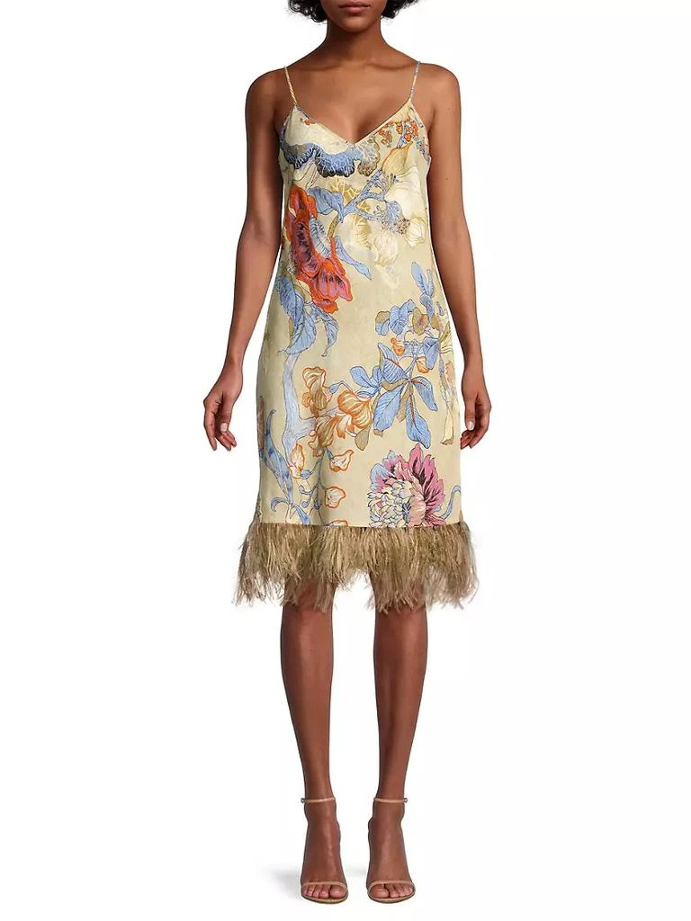 商品UNGARO|Miki Floral Feather-Trim Slip dress,价格¥1622,第3张图片详细描述