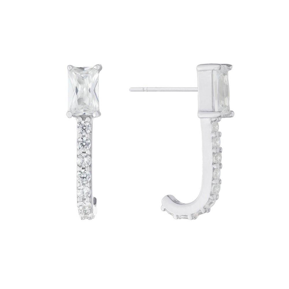 Cubic Zirconia (1.44 ct.t.w.) Clear Baguette Half Hoop Post Earrings商品第1张图片规格展示