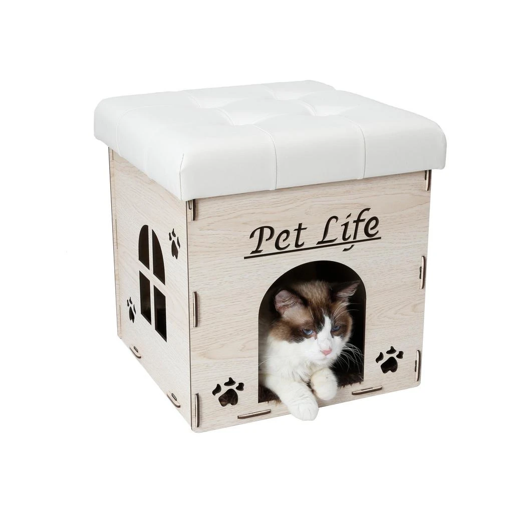 商品Pet Life|'Kitty Kallapse' Collapsible Folding Kitty Cat House Tree Bed Ottoman Bench Furniture,价格¥444,第1张图片