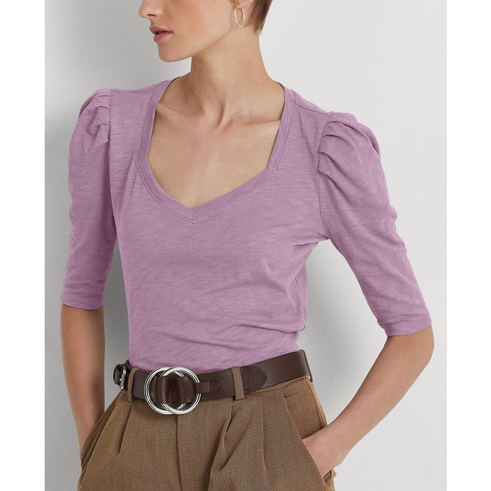 Women's Puff-Sleeve Slub Jersey T-Shirt商品第3张图片规格展示