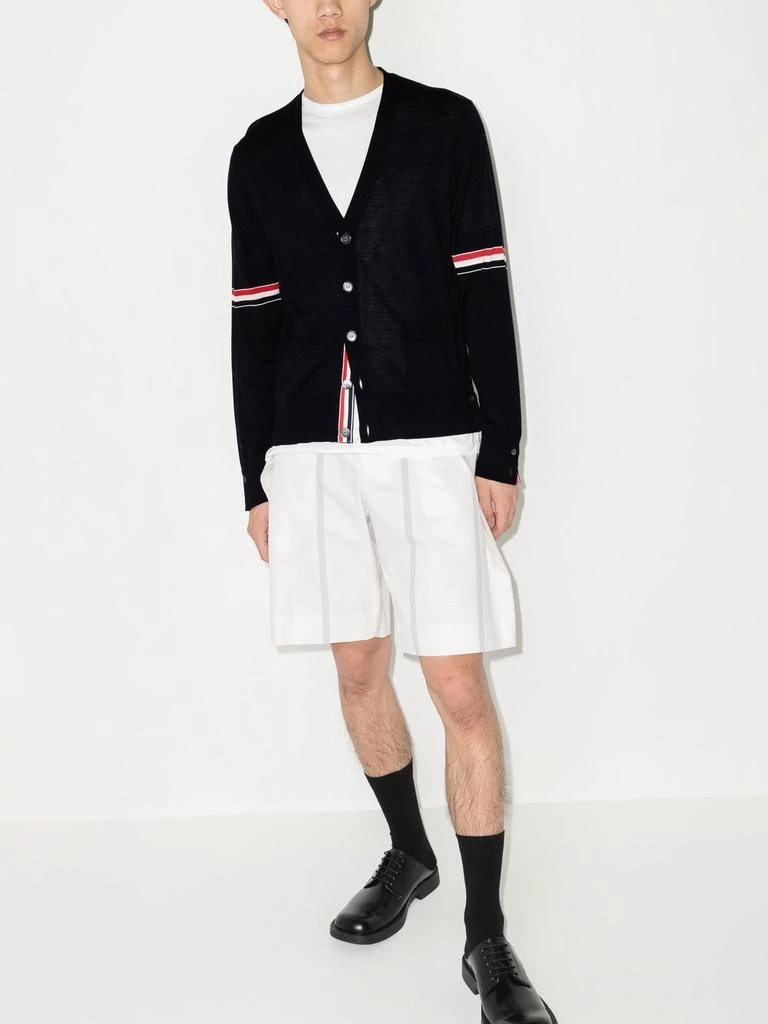 商品Thom Browne|THOM BROWNE MEN CARDIGAN W/ RWB ARMBANDS IN FINE MERINO WOOL,价格¥4515,第1张图片